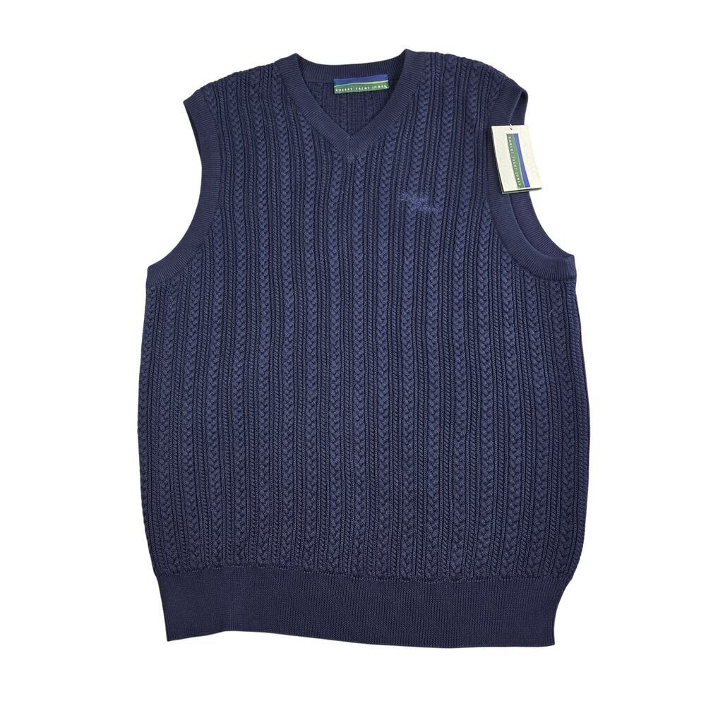 Robert Trent Jones Cable Knit Golf Sweater Men's Medium Blue Detroit Pistons New